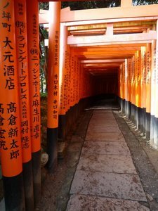 Names of companies sponsoring some of the 10,000 torii