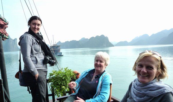 Mel, Trish and Kim in Halong Bay