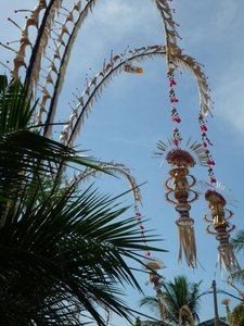 Blue sky and Galungan decorations 