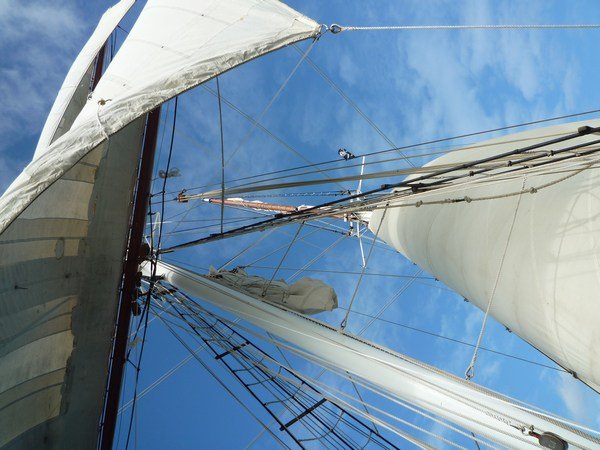 Starting to deploy the sails, Solway Lass