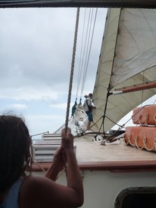 Raising sails on Solway Lass