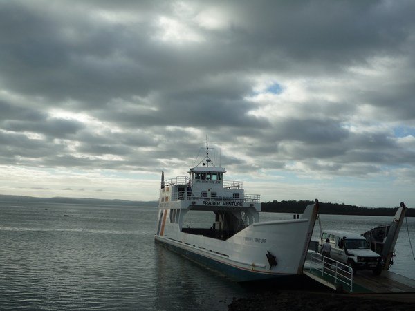 Early morning barge over to Fraser Island