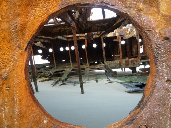 Not much left inside Maheno shipwreck