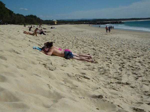 Noosa beach angled perfectly for sunbaking
