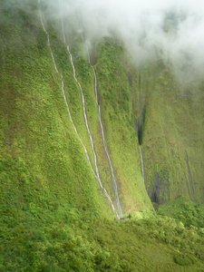 Long waterfalls inside Mount Wai’ale’ale crater