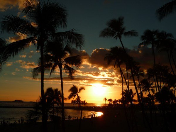 Great sunsets on Waikiki Beach 