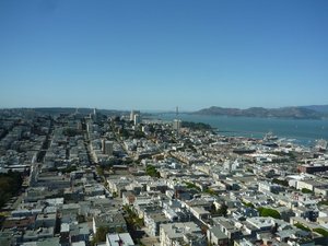 View towards Golden Gate Bridge from Coit Tower, SF