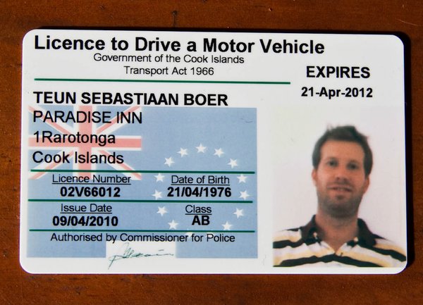 My Cook Islands Driver's Licence!