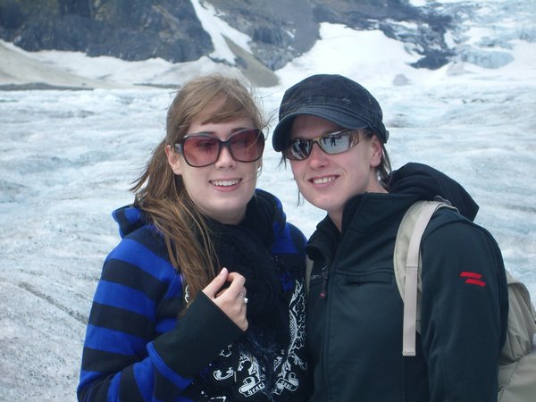 Cat and I on Athabasca Glacier