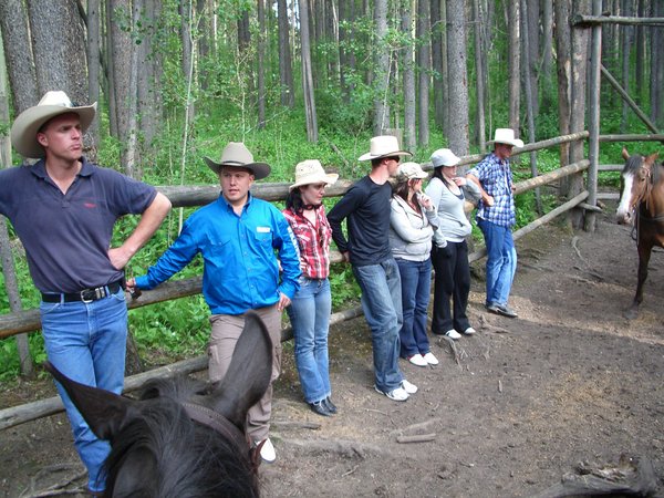 Some of the group waiting to get back on their horses after dinner