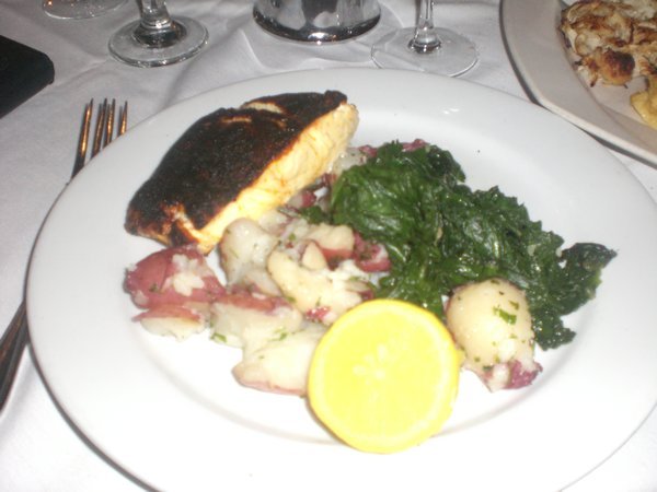 Blackened Halibut with Spinach and Crushed Potato