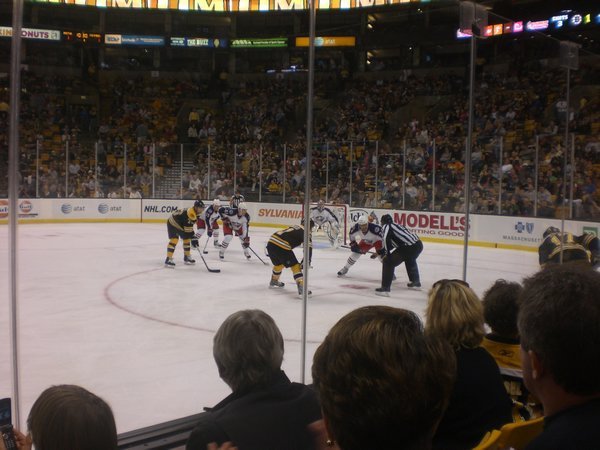 Our seats for the Bruins game