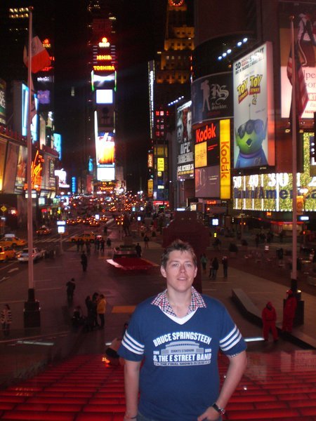 Nic in Times Square with his new Bruce Springsteen T-Shirt