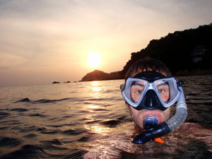 Me snorkelling with a beautiful sunset !!!