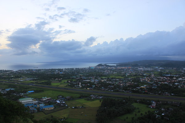 The airport strip and Legaspi in the background