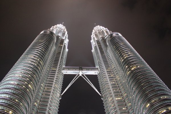 The towers at night