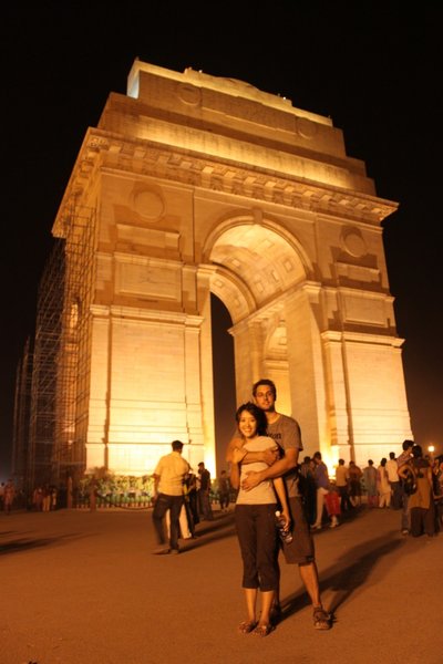 Us and India Gate at night
