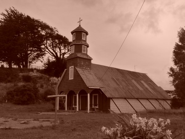 Typical wooden church in Chiloe