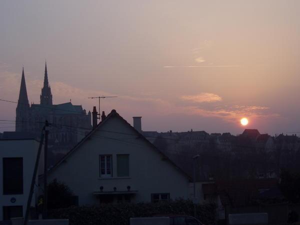 Hostel view of Chartres cathedral