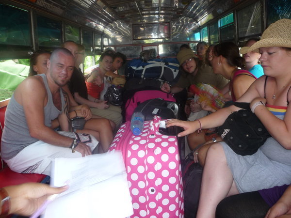 The bus with all our luggage..no room at all for us 