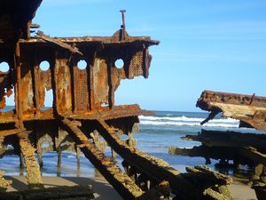 The Maheno Shipwreck gradually rusting away