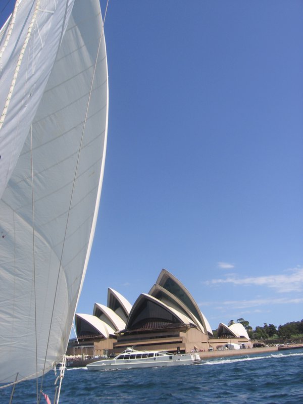 Passing the Opera House under sail