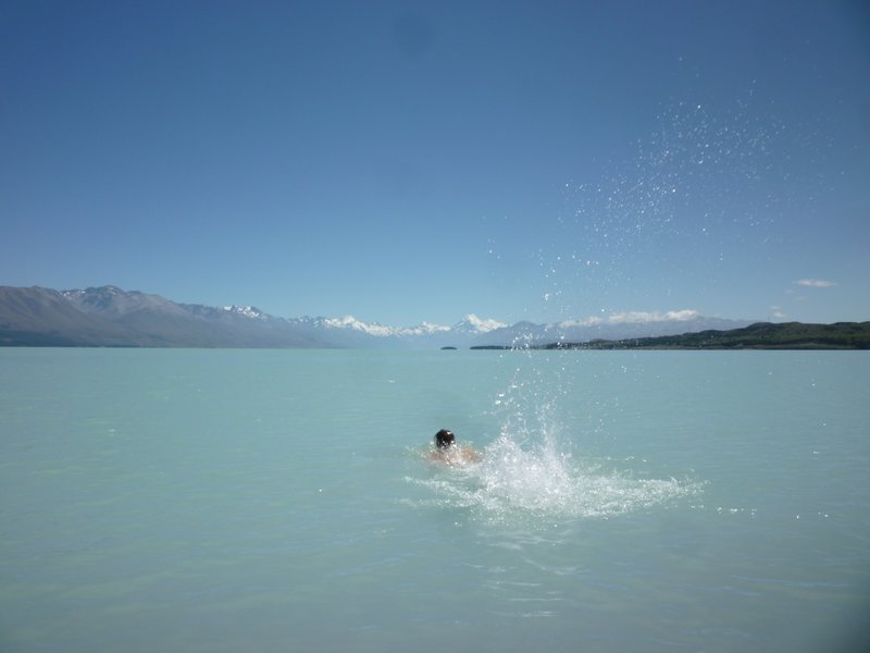 A freezing dip in Lake Pukaki
