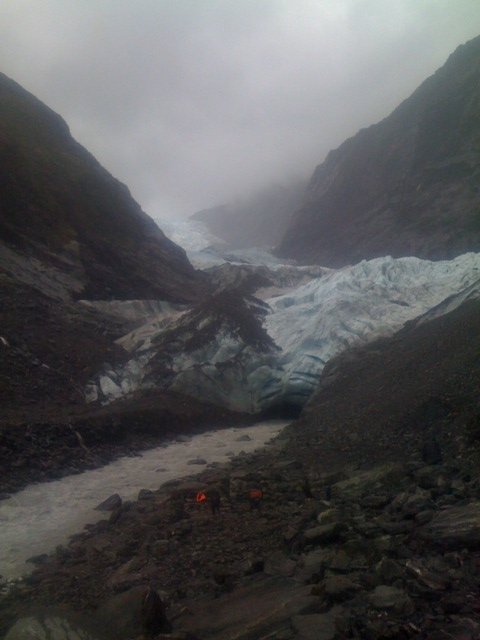 The sediment rich ice water flows from the glacier