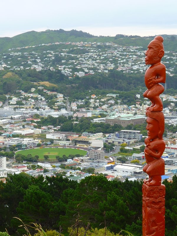 Maori statue atop Mount Victoria