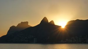 Sunset behind Morro do Dois Irmaos and our Vidigal