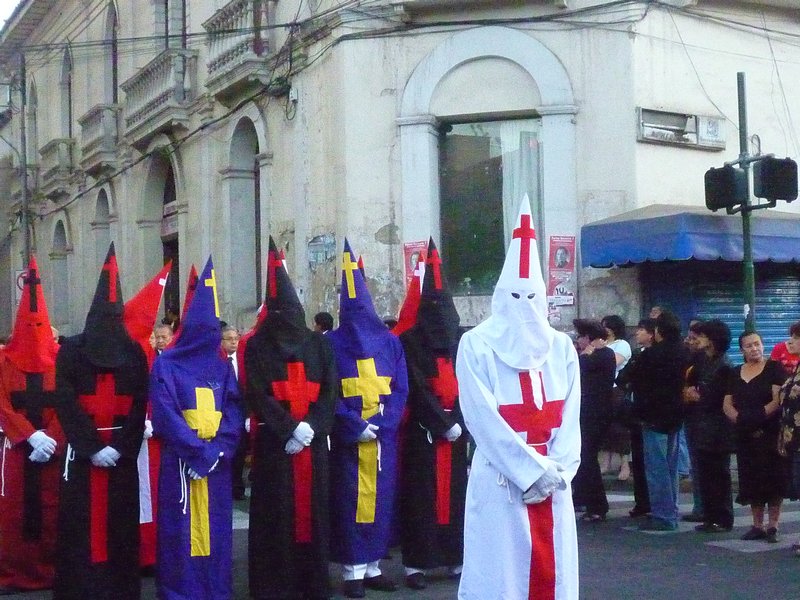 The hooded 'executioners' in the Easter parade
