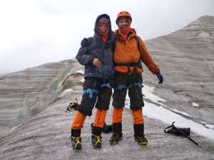 Us in practice on a glacier