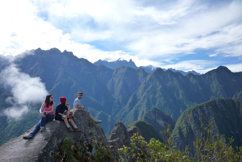 Resting at the summit of Wayna Picchu