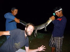 Lewi and the J's measure the croc