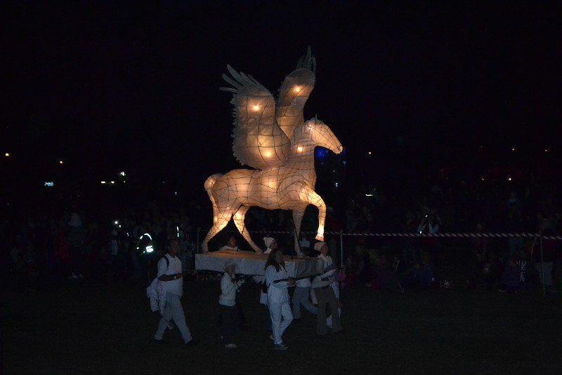 Pegasus leads the annual lantern parade through the streets of Lismore.