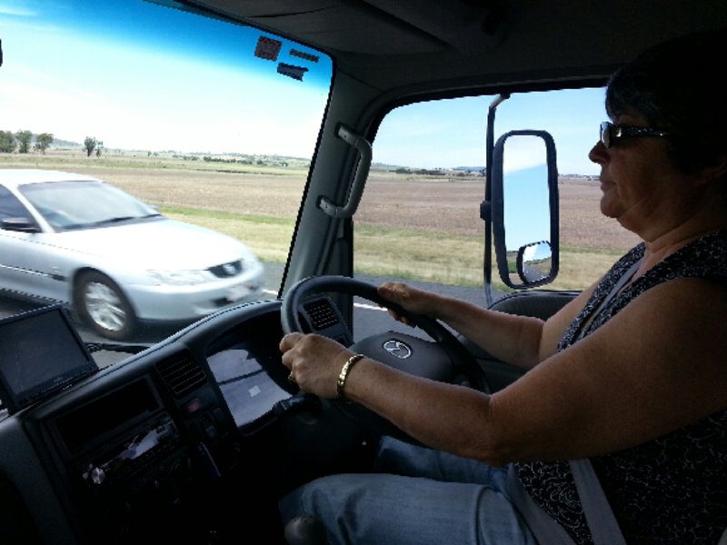 Wendy's first drive of our motor home. 