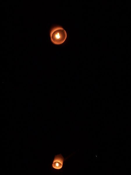 Lanterns ascending to sky