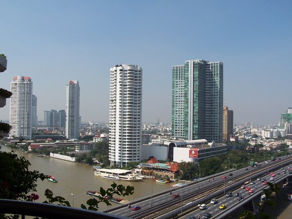 View up Chao Praya River in Bangkok