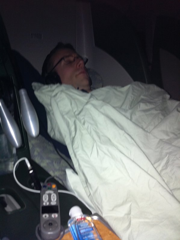 Stephen sleeping on his way to Alaska