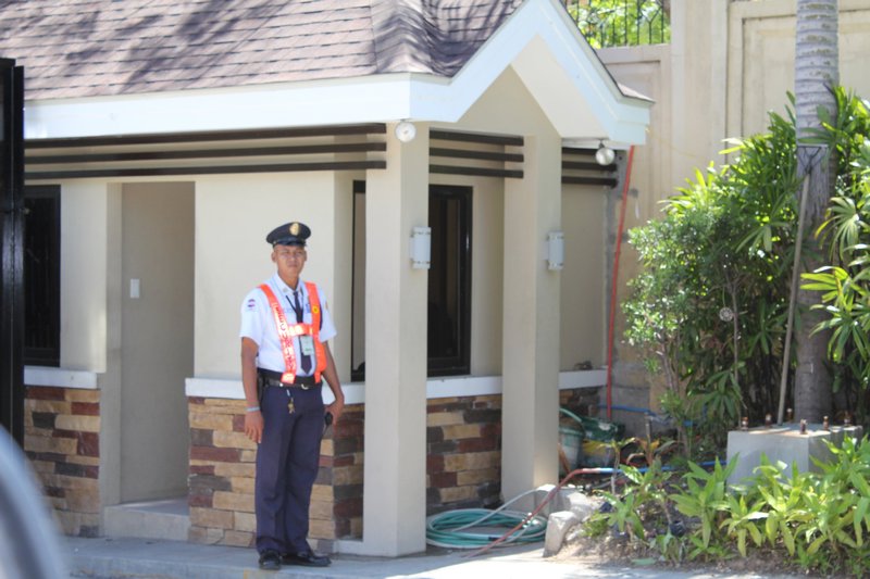 The guard at the entrance of the gated community at my aunts...they salute when you enter
