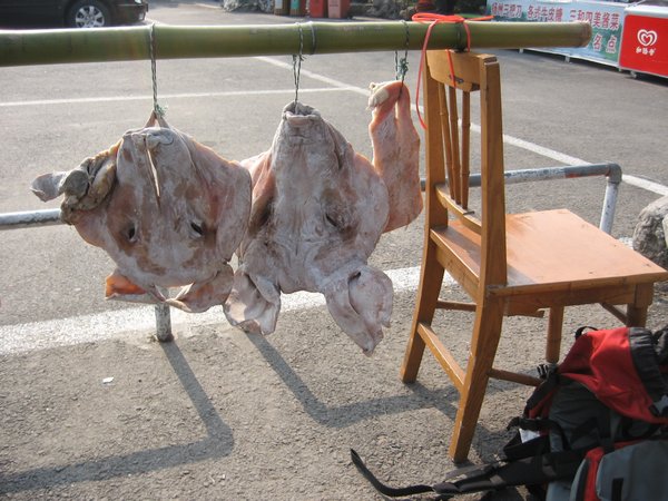 Drying Pork Next to Our Bicycles