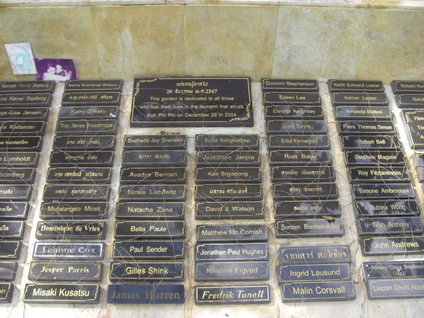 Some of the Tsunami plaques, Tsunami Memorial Garden.
