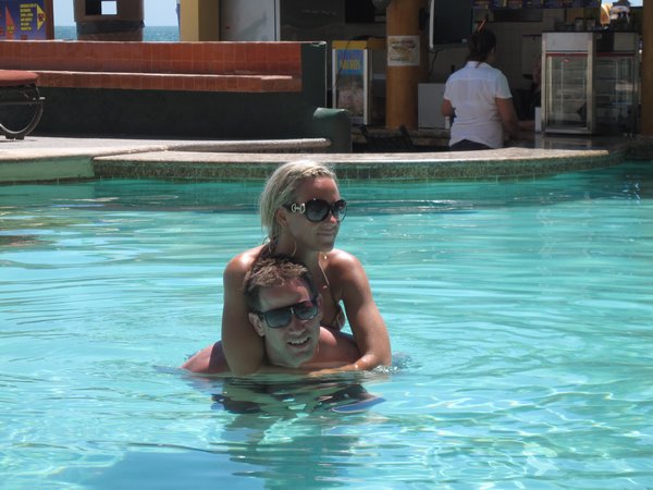 Nick and Tricia in the pool