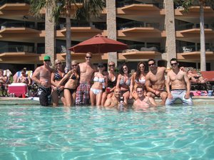 Group photo at the pool