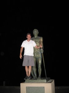 Nick and his statue buddy