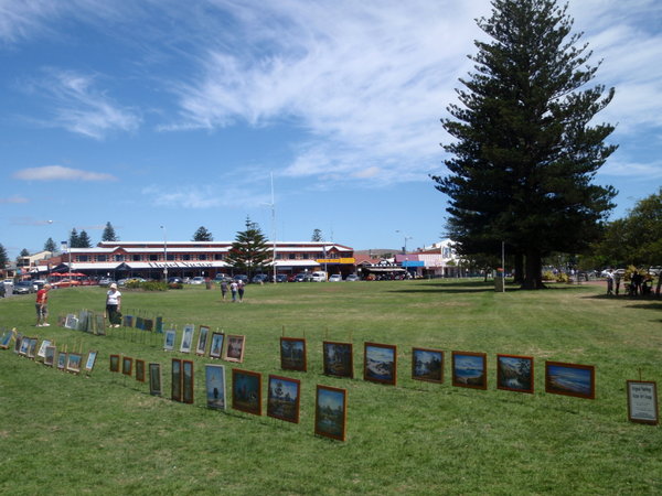 Art work for sale on the grass at Victor Harbour, SA