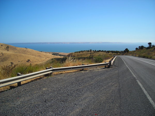 The road down to Cape Jervis with KI in the background
