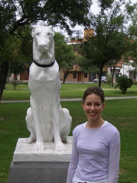 Melia with her favorite statute in Salta
