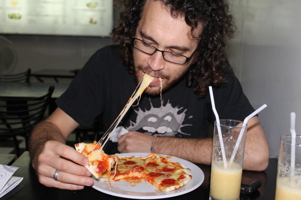 Luke-e loving his Pizza