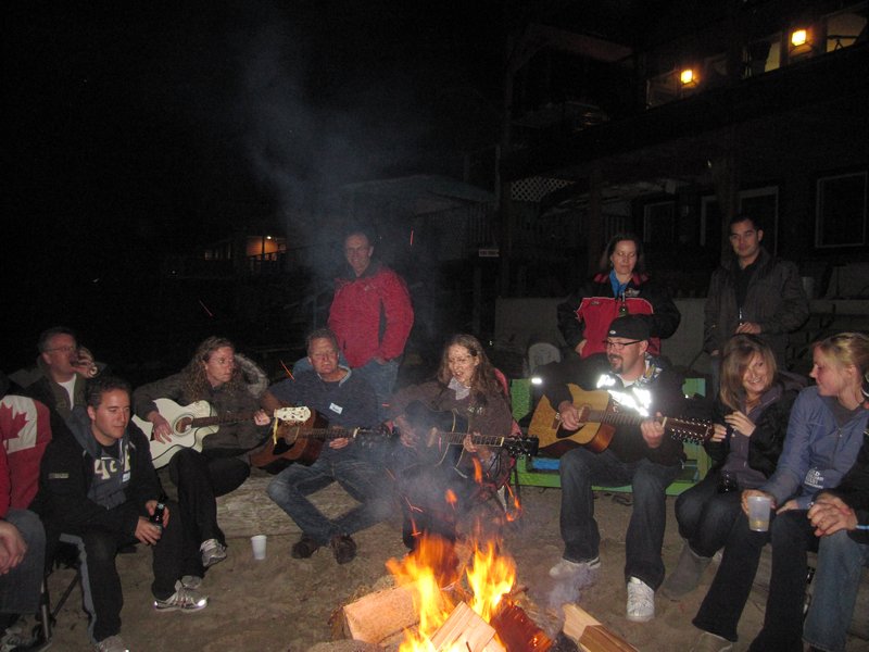 Camp fire on the beach outside of Salmon Arm with the locals!